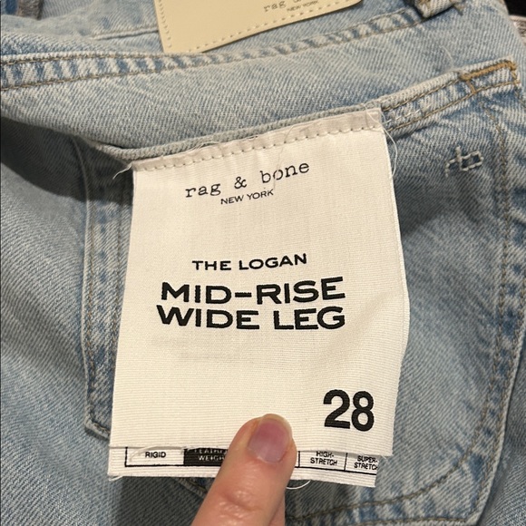 rag & bone THE LOGAN Light Blue Mid-Rise Wide Leg Jeans 28 - Picture 3 of 6